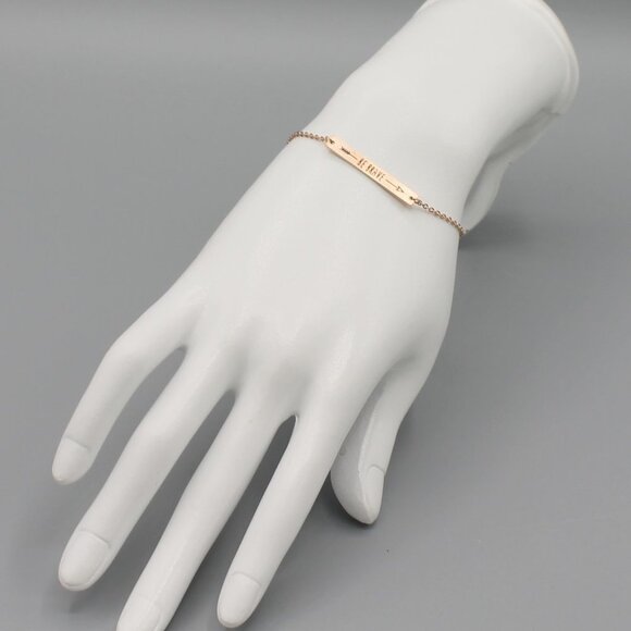 Jewelry bracelet bar Be Brave courage rose gold tone minimalist modern new - Picture 2 of 5